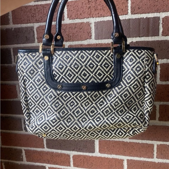 Tory Burch black and white straw raffia purse bag - Picture 8 of 8
